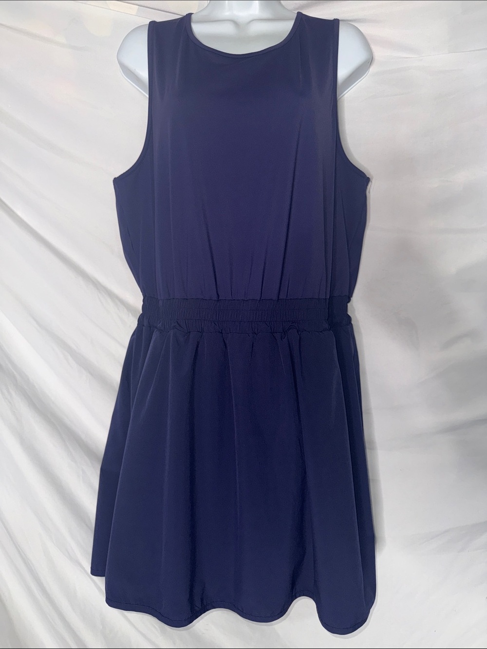 HALARA Navy Sleeveless Elastic-Waist Romper Dress